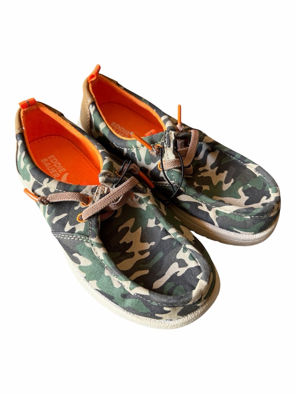 Eddie Bauer Boys Camouflage Canvas Slip-On Shoes Green Orange 13 Camo Kids